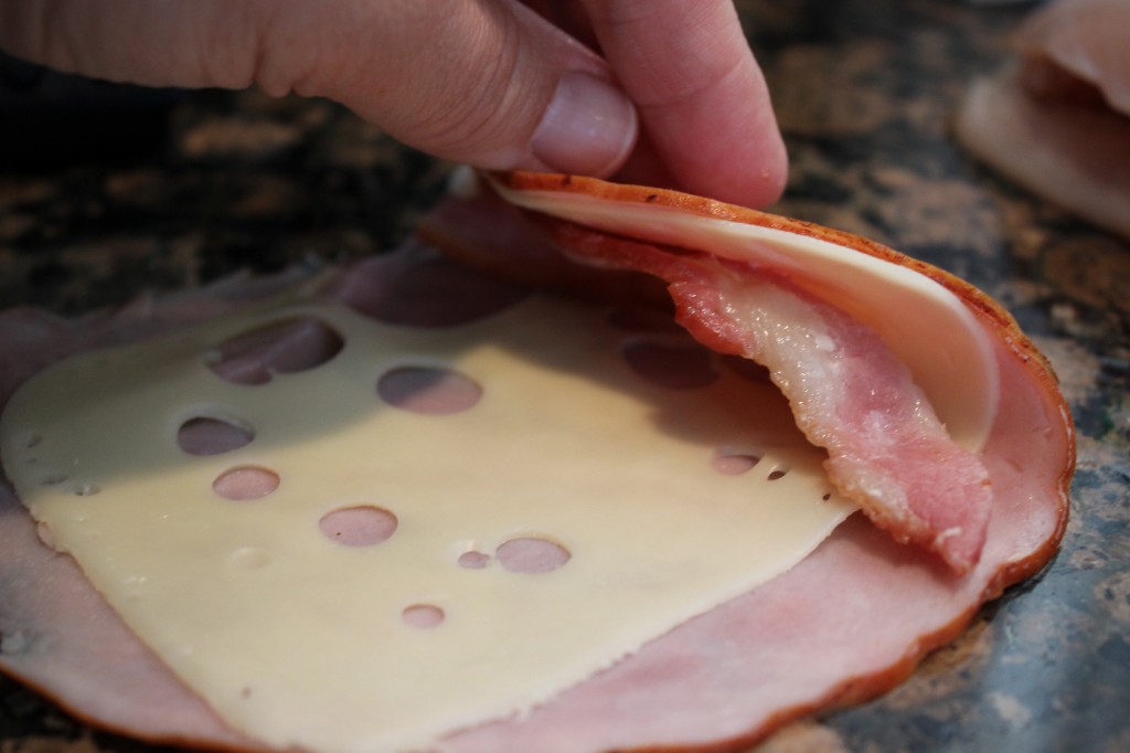 Preparing Chicken Cordon Blue with Bacon