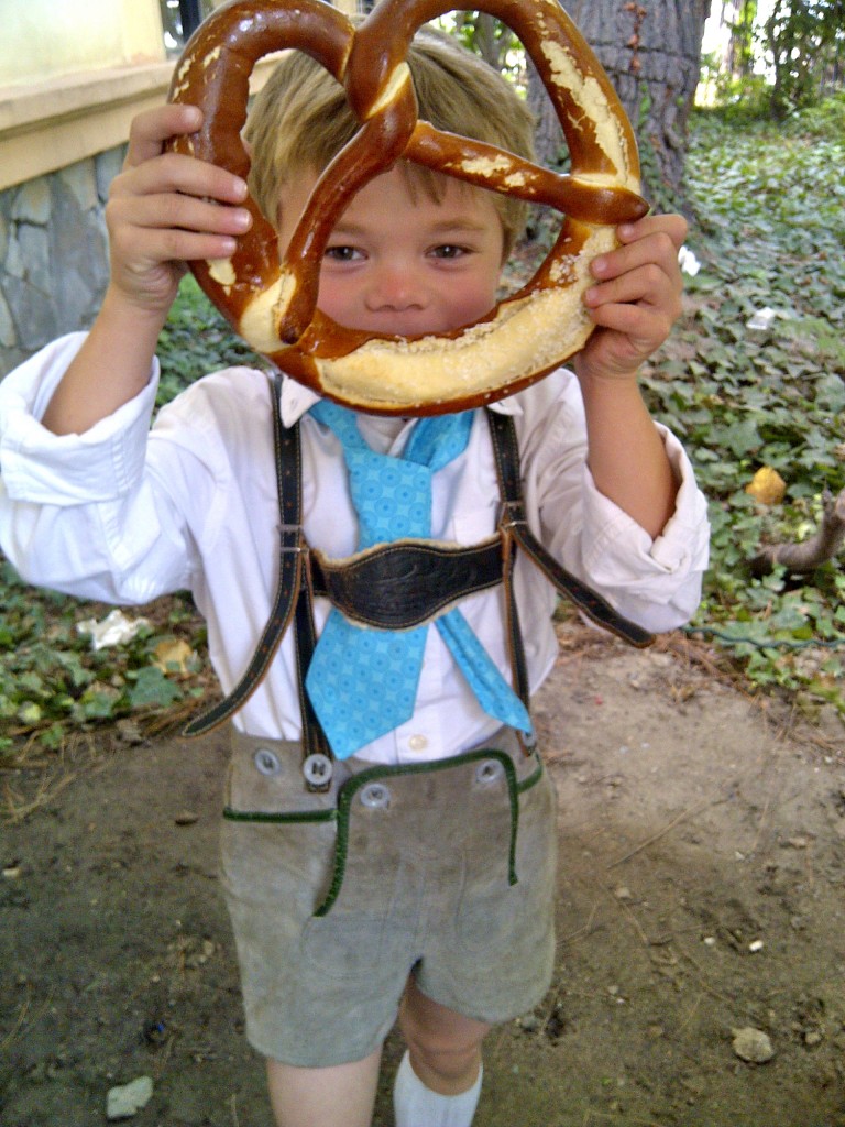 Boy in Lederhosen and Brezel, Oktoberfest
