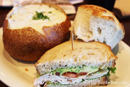 Boudin Turkey Avo and Clam Chowder