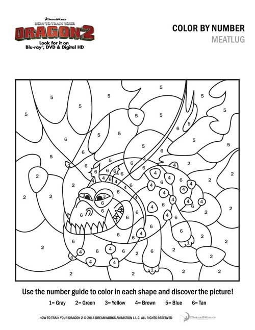 How To Train Your Dragon 2, Color By Number, Free Printable