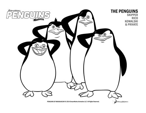 Free Coloring Page, Penguins of Madagascar