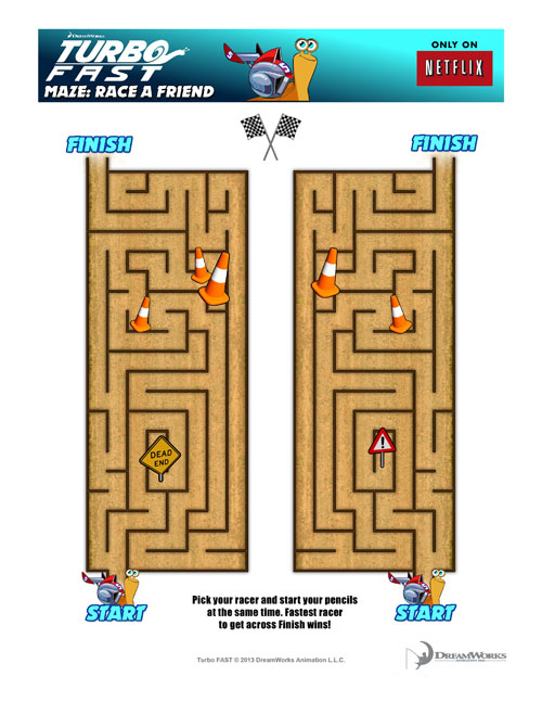 Turbo Fast, Turbo Fast Maze, Free Printable, Turbo Printable