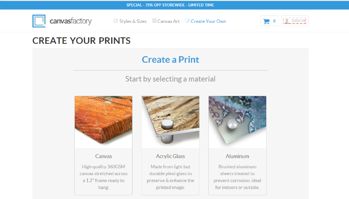 Canvas Factory Create Print