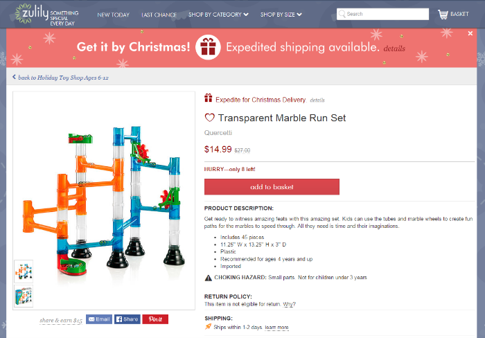 zulily transparent marble run