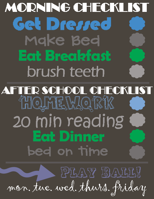 boys daily responsibility checklist