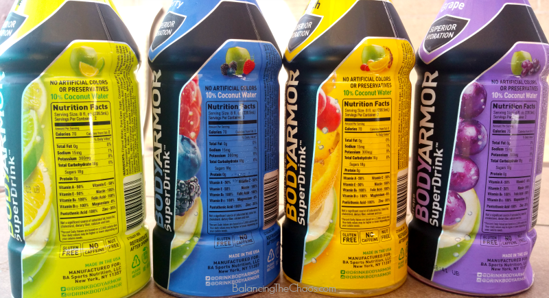 BODYARMOR NUTRITION LABELS