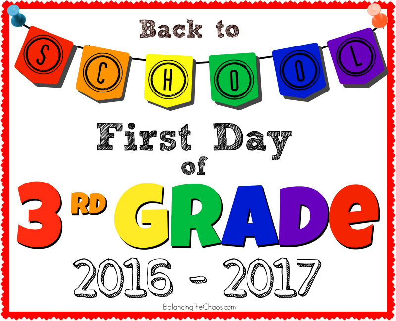 BACK TO SCHOOL 3RD GRADE PICTURE SIGN PRINTABLE