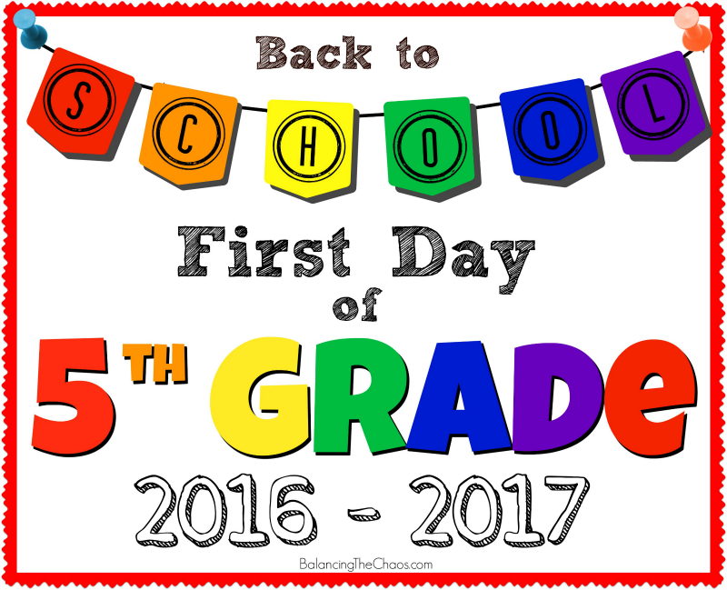 BACK TO SCHOOL 5TH GRADE PHOTO PRINTABLE