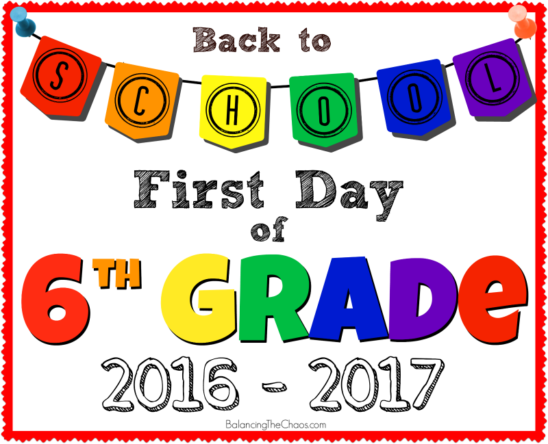 BACK TO SCHOOL 6TH GRADE SIGN PRINTABLE