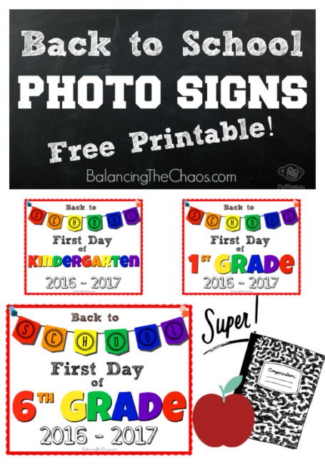 FREE PRINTABLE: Back to School Photo Signs - Balancing The Chaos