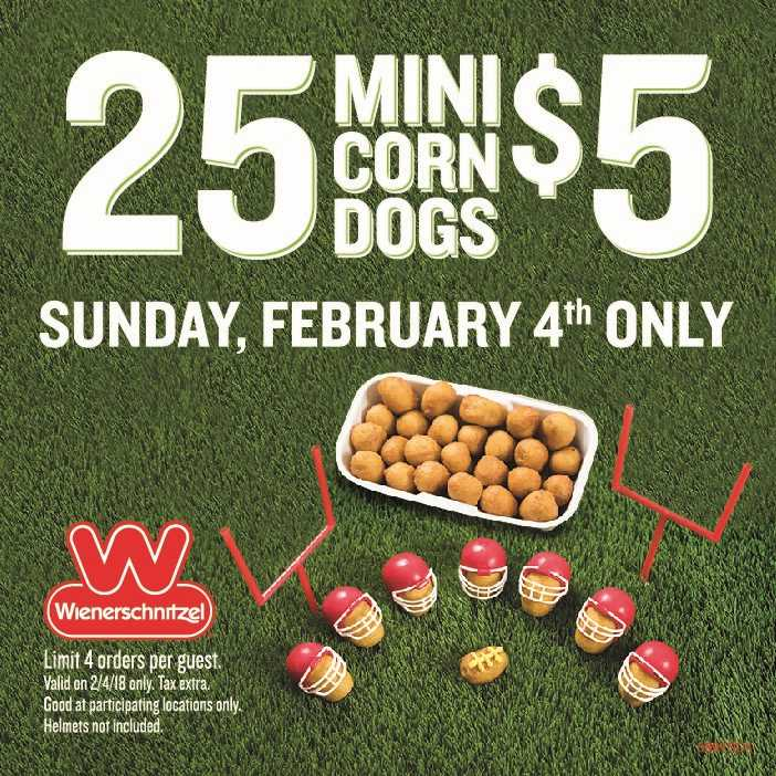 Wienerschnitzel Game Day Deal 25 Mini Corn Dogs for $5