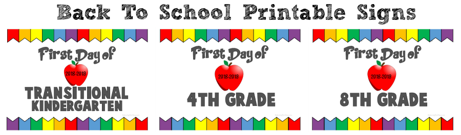 2018 2019 Back To School FREE Printable Signs