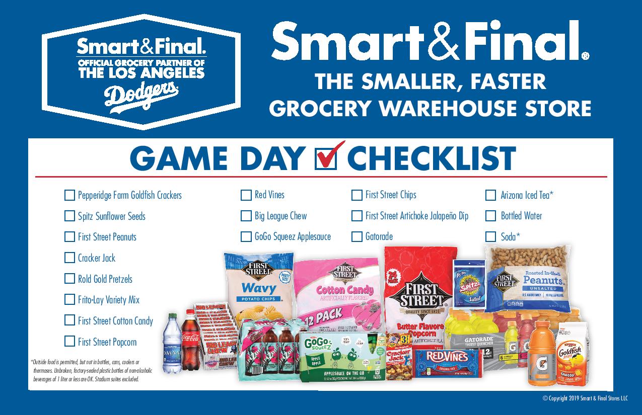 Smart and Final Game Day Check List