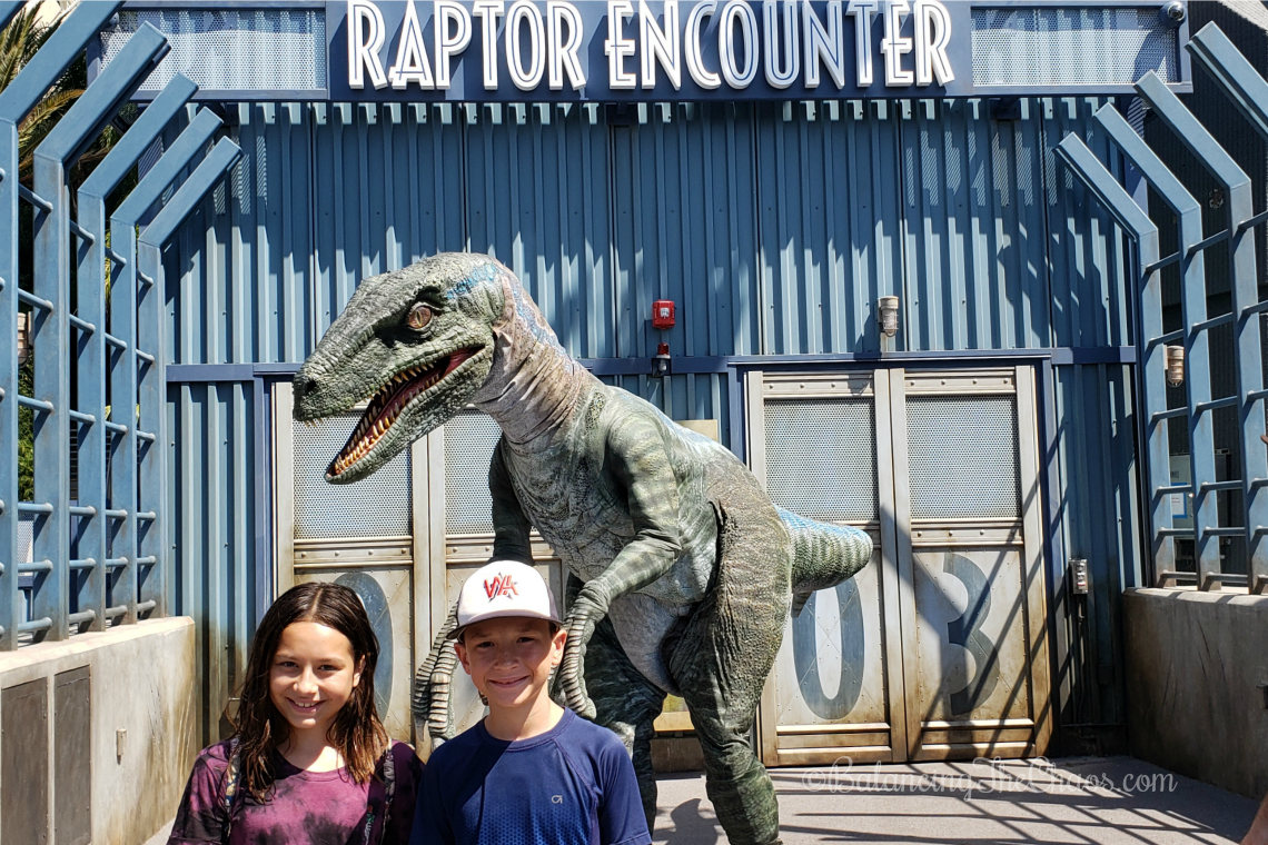 Raptor, Baby Raptor and Triceratops Encounter at Universal Studios Hollywood