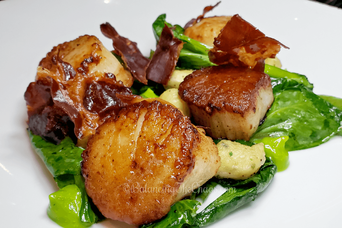 Seared Dayboat Scallops offered at The Lobby Bar, Pechanga