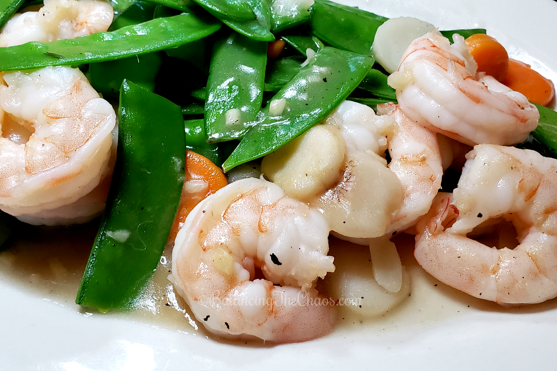 Shrimp and Snow peas at Pechanga Resort Casino