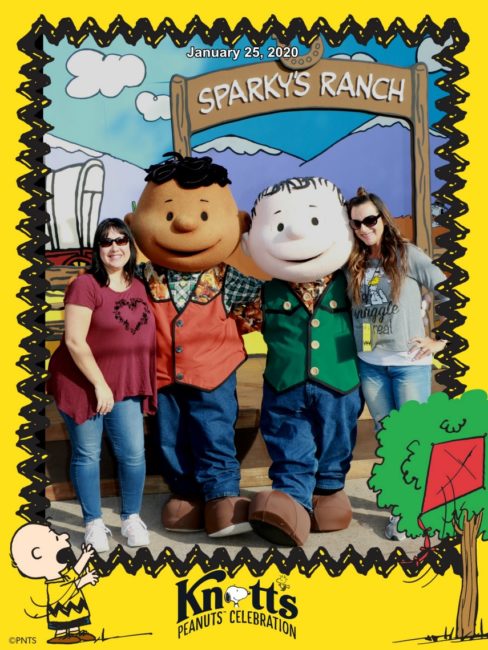 Pen and Jenn with Franklin and Linus at Peanuts Celebration Knotts