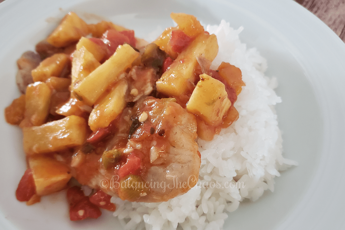 Mango Peach Pineapple Tilapia Over Steamed Rice