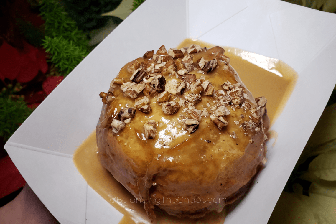 Comet's Cinnamon Bun with a Maple Glaze and Candied Pecans at the Taste of Knott's Merry Farm