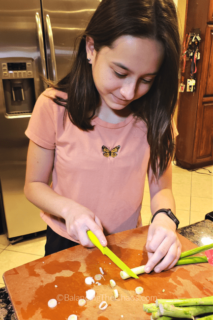 Preparing Shrimp Asparagus Tomato Dish