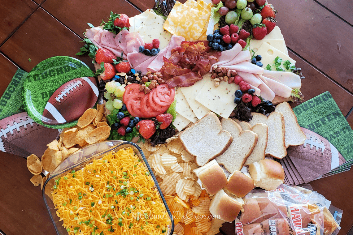 Simple Chili Dip and Sandwich Charcuterie Board