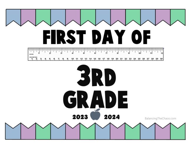First Day of School 3rd Grade, First day of school free printable