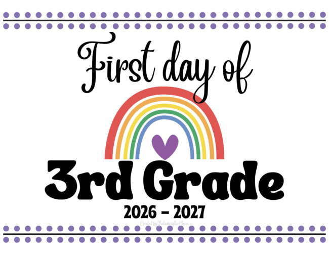First day of third grade free printable