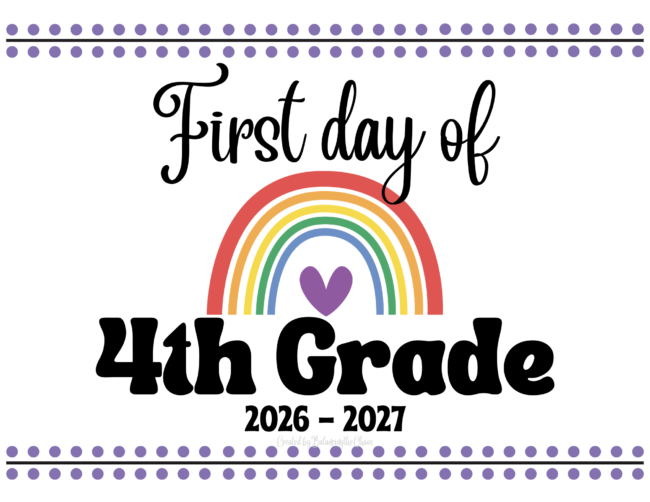 4th grade free printable - First Day of school