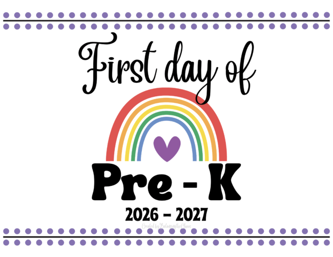First Day of Pre Kindergarten Free Printable